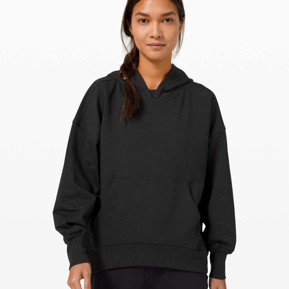 Lululemon LA Back in Action Hoodie Sweatshirt Size 6 Black Speckled Confetti